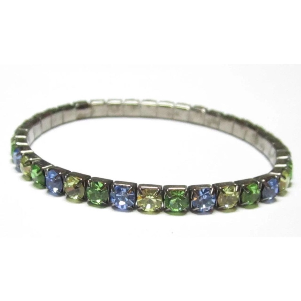 Green, Blue &‎ Yellow Rhinestones Stretch Bracelet